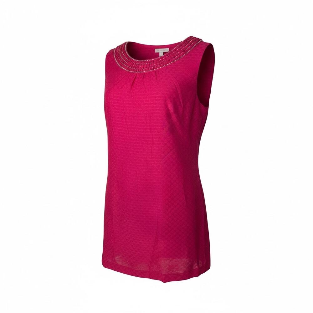 Vineyard Vines Pink Shift Dress Embellished Neckline Lightweight ComfySleeveless